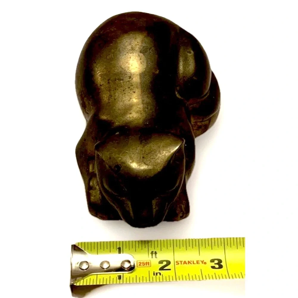 Vintage Brass Sleeping Cat Figurine Statue MCM Large 6